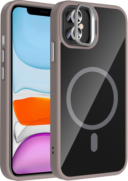 iPhone 11 Kılıf Kamera Bölümü Standlı Magsafeli Özelikli Lens Koruyucu Hediyeli Premium Kapak Rcv/etro