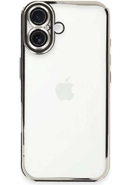 iPhone 16 Kılıf Kamera Lens Korumalı Parlak Silikon Kapak Ryc/razer Lens - Gümüş