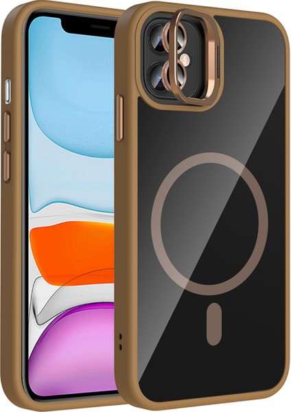iPhone 11 Kılıf Kamera Bölümü Standlı Magsafeli Özelikli Lens Koruyucu Hediyeli Premium Kapak Rcv/etro