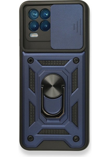 Realme 8 Kamera Sürgülü Tam Koruma Sert Silikon Kapak Ryc/ Pars Yüzüklü