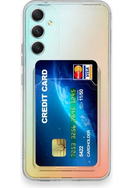 Samsung Galaxy A34 5g Kart Hazneli Şeffaf Silikon Kılıf Rcv/kart Şeffaf