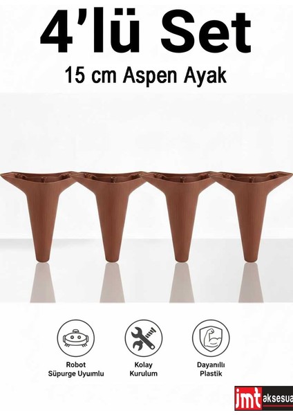 Aspen 15 cm (4'lü Set) Koltuk Baza Dolap Tv Ünitesi Yatak Odası Konsol Ayağı fiyatları