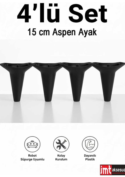 Aspen 15 cm (4'lü Set) Koltuk Baza Dolap Tv Ünitesi Yatak Odası Konsol Ayağı fiyatları