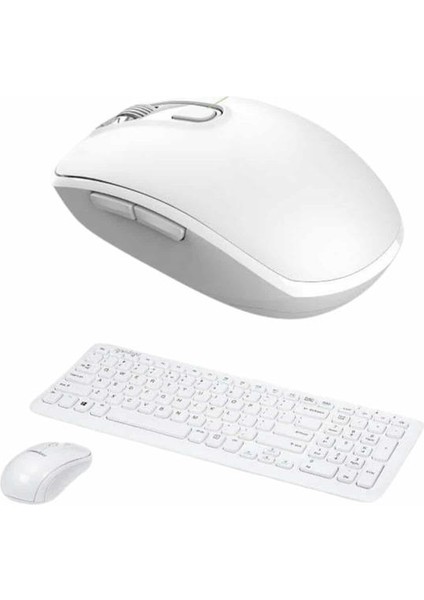 Nrzsnt Kablosuz Klavye Mouse Seti Beyaz Q Klavye Tüm Cihazlara Uyumlu fırsatları