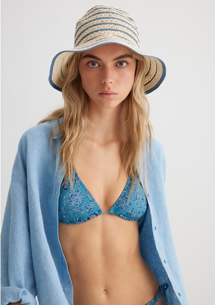 Mavi Çizgili Hasır Şapka 1912987-81331