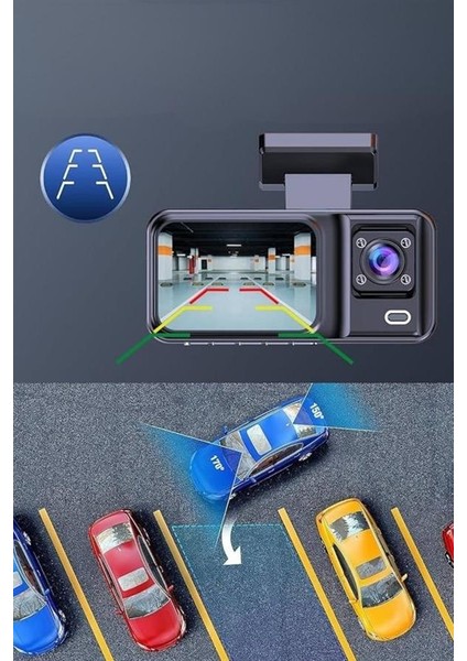 Nrzsnt 1080P 3 Lensli Wifi Araç Içi Kameralı Ekran Dvr Kaydedici Gece Görüşlü indirimleri