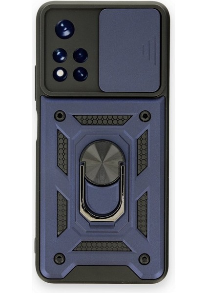 Redmi Note 11T Kamera Sürgülü Tam Koruma Sert Silikon Kapak Ryc/ Pars Yüzüklü