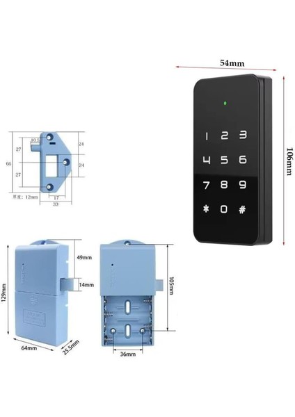 PM-26728 Rfıd ve Tuş Panelli Dijital Elektronik Kapı Dolap Kilidi (2'li Paket)