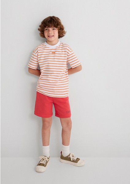 Mavi Baskılı Turuncu Şort 6410008-71107