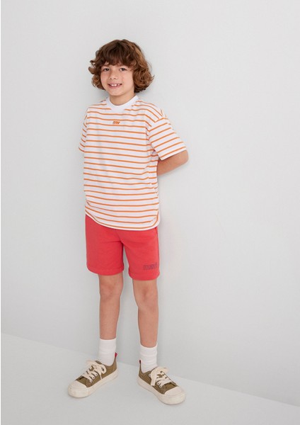 Mavi Baskılı Turuncu Şort 6410008-71107