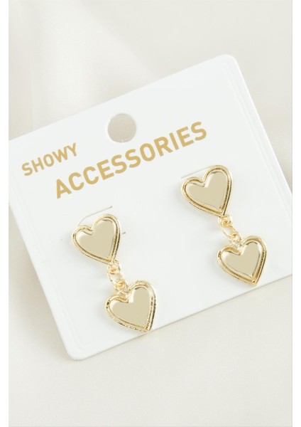 Nrzsnt Kalp Trend Metal Küpe-Sarı