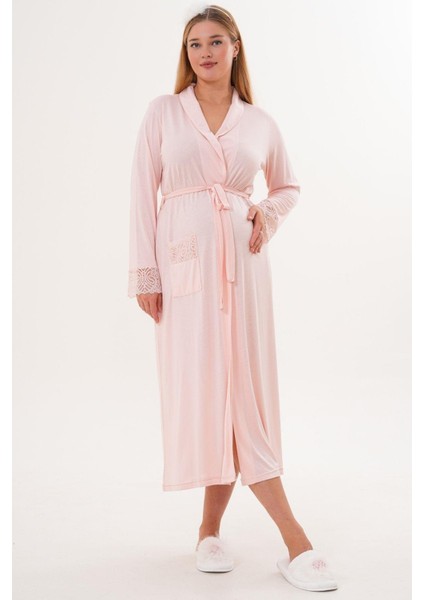 Mecit 6306 Pudra Kadın Uzun Sabahlık