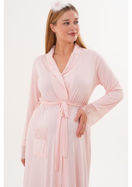 Mecit 6306 Pudra Kadın Uzun Sabahlık modelleri