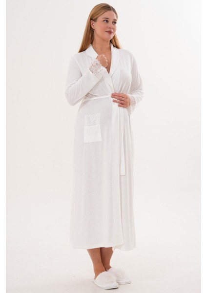 Mecit 6306 Ekru Kadın Uzun Sabahlık fiyatları