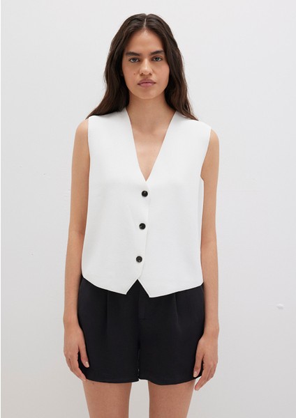 Beyaz Triko Yelek 1710694-620