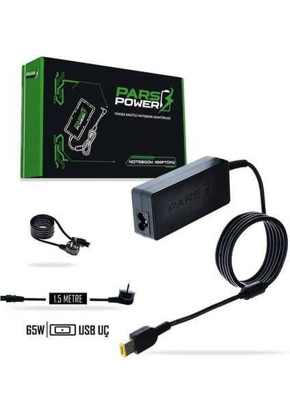 Pars Power PRS-043 65W 20V 3.25A- (Usb) Siyah Adaptör