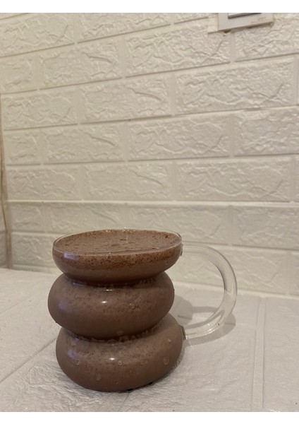 Cam Bardak Kulplu Asimetrik Zigzag 450 ml