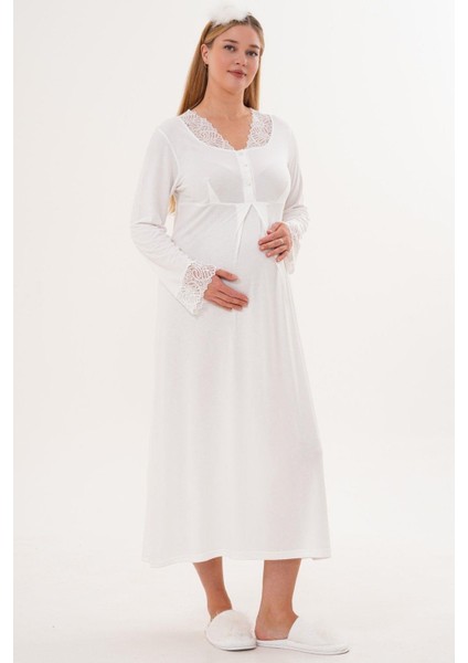 Mecit 6330 Ekru Sabahlıklı Lohusa Pijama Takımı fırsatları