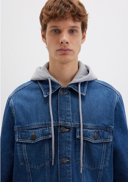 Brandon 90lar Vintage Koyu Mavi Jean Ceket 0112808-90839