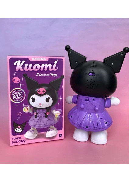 3D Disko Işıklı ve Müzikli Dans Eden Kuromi Elektronik Robot Oyuncak 24 Cm. modelleri