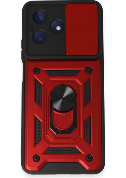 Xmpdby Newface Realme C53 Kılıf Pars Lens Yüzüklü Silikon - Kırmızı