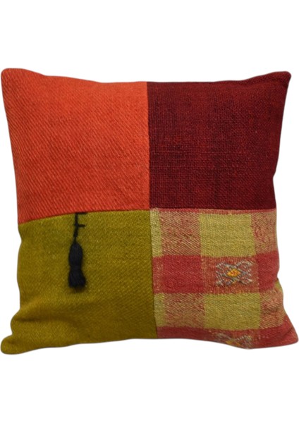 Yeni El Dokuma Patchwork Kırkyama Dekoratif Kilim Kırlent Yastık Kılıfı 6461