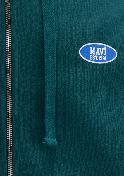 Kapüşonlu Fermuarlı Yeşil Sweatshirt 0S10372-87831