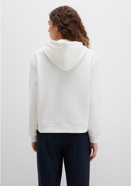 Mavi Logo Baskılı Kapüşonlu Beyaz Sweatshirt 1S10420-80194