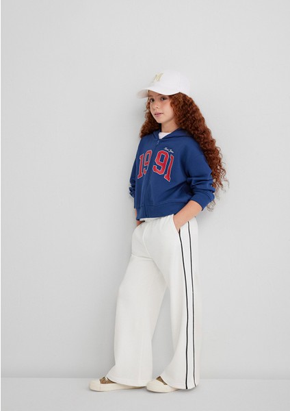 Çizgi Detaylı Beyaz Eşofman Altı 7010021-70057