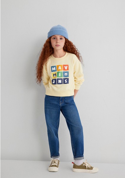 Mavi Baskılı Sarı Sweatshirt 7S10127-84571