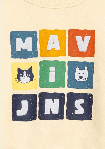 Mavi Baskılı Sarı Sweatshirt 7S10127-84571