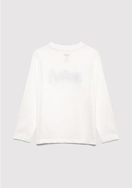 Mavi Pati Baskılı Ekru Tişört 7610362-70057