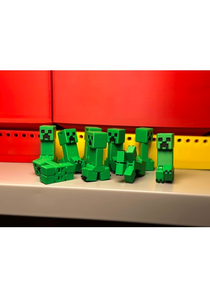 Minecraft Creeper Figür – Eklemli Ayaklı Model | 1 Adet 3D Baskı Oyuncak