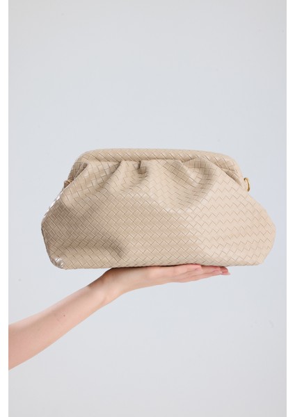 Liora Krem Örgü Detaylı Portföy Kadın Omuz, Kol ve El Çantası