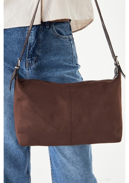 Metro Kahverengi Süet Kadın Omuz, Kol ve El Çantası