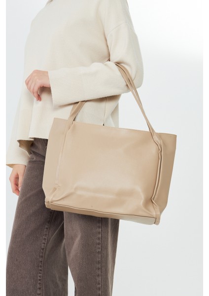 Esmarie Bej Çift Saplı Salaş Kadın Omuz, Kol ve El Çantası