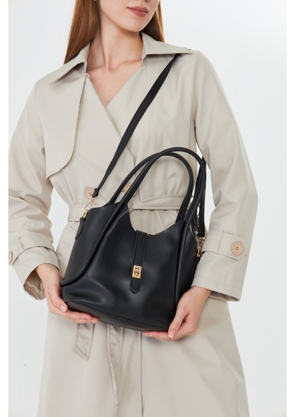 Arlina Siyah Çapraz Askılı Yavrulu Kadın Omuz, Kol ve El Çantası