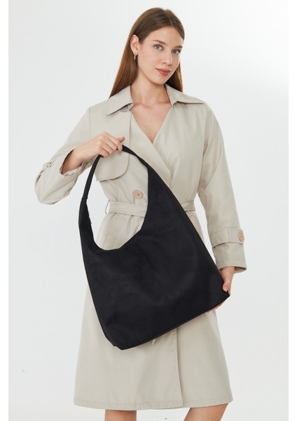 Vianor Siyah Süet Salaş Tek Saplı Kadın Omuz, Kol ve El Çantası