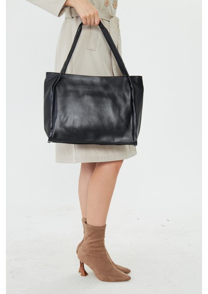 Esmarie Siyah Çift Saplı Salaş Kadın Omuz, Kol ve El Çantası