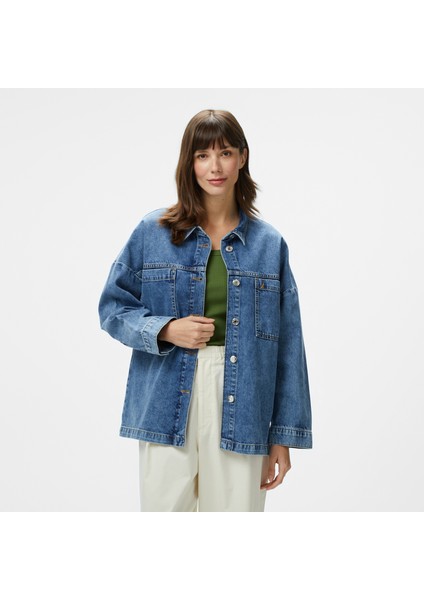 Kadın Lacivert Oversize Fit Gömlek 55W084T.93T