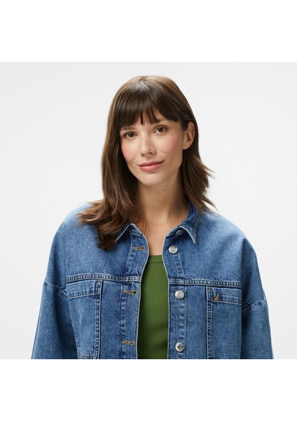 Kadın Lacivert Oversize Fit Gömlek 55W084T.93T fırsatları