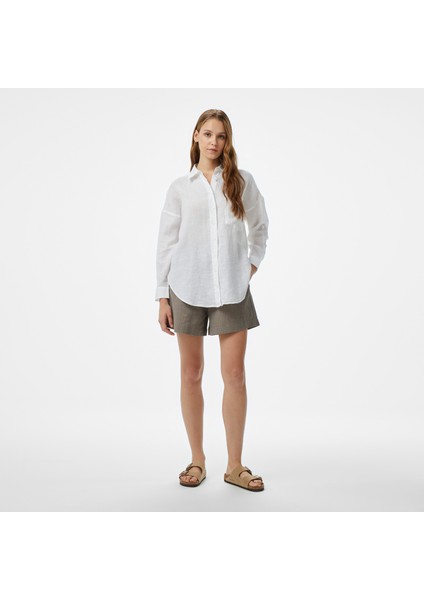 Kadın Beyaz Regular Fit Gömlek 55W087T.1BW modelleri