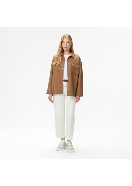 Kadın Kahverengi Regular Fit Gömlek 47W507T.2WN modelleri