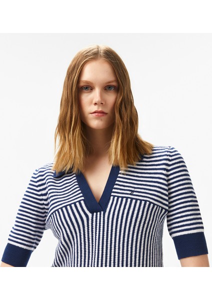 Kadın Lacivert Regular Fit Çizgili Triko 55S101T.4JN fırsatları