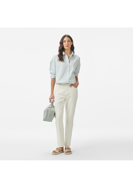 Kadın Yeşil Regular Fit Çizgili Gömlek 55W057T.3GM modelleri