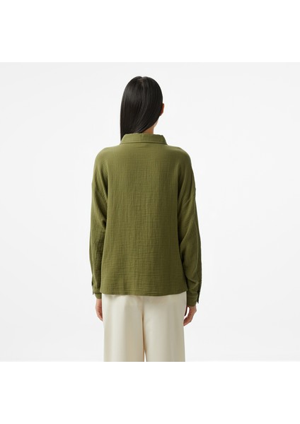 Kadın Yeşil Oversize Fit Gömlek 55W072T.30G fiyatları