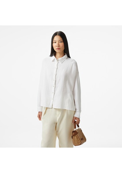 Kadın Beyaz Oversize Fit Gömlek 55W072T.1BW