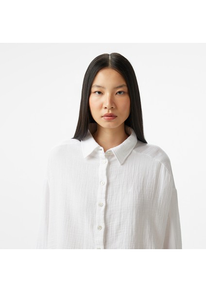 Kadın Beyaz Oversize Fit Gömlek 55W072T.1BW fırsatları