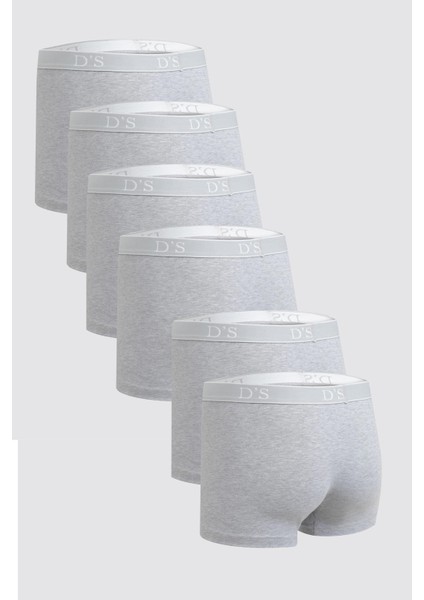 Ds Damat Gri Beli Lastikli Marka Logolu Likralı Esneyebilen 6'lı Boxer Set fiyatları