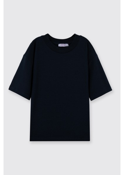 Erkek Çocuk Kısa Kollu Bisiklet Yaka Lacivert Tişört